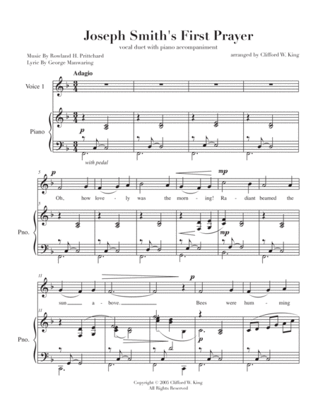 Free Sheet Music Joseph Smiths First Prayer