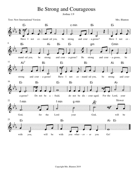 Free Sheet Music Joshua 1 9