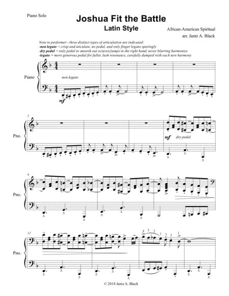 Free Sheet Music Joshua Fit The Battle Latin Style