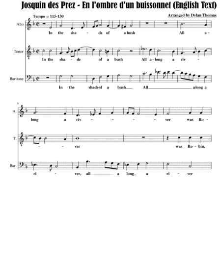 Free Sheet Music Josquin Des Prez En L Ombre D Un Buissonnet