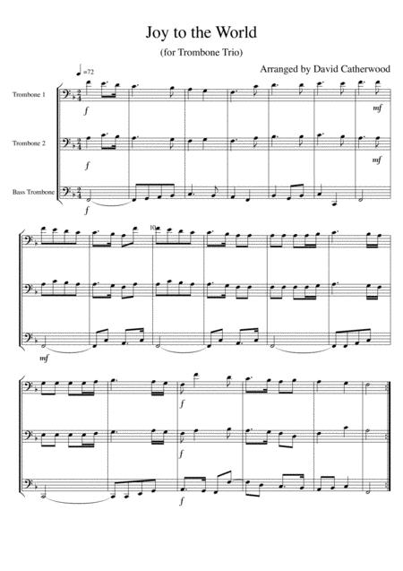 Joy To The World Arranged For Trombone Trio By David Catherwood Sheet Music