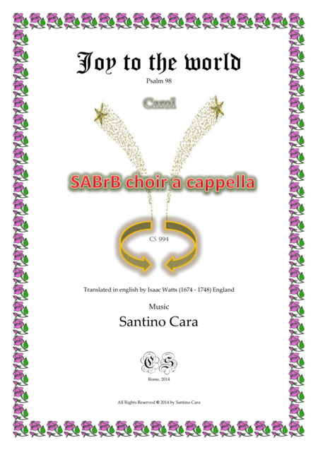 Joy To The World Carol For Sabrb Choir A Cappella Sheet Music