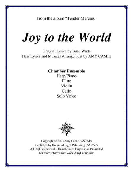 Joy To The World Chamber Ensemble With Harp Flute Violin Cello Voice Sheet Music