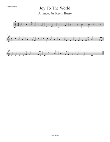Free Sheet Music Joy To The World Easy Key Of C Soprano Sax