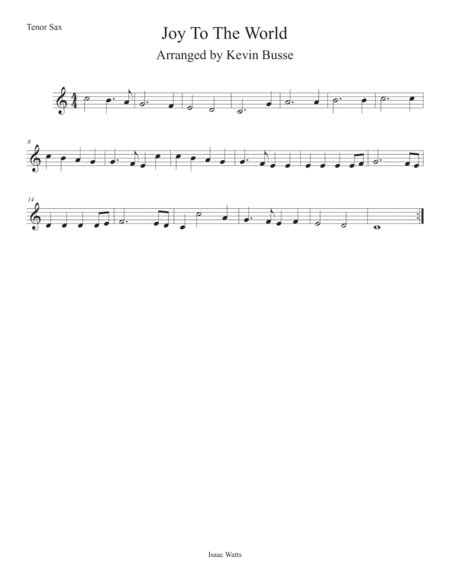 Free Sheet Music Joy To The World Easy Key Of C Tenor Sax
