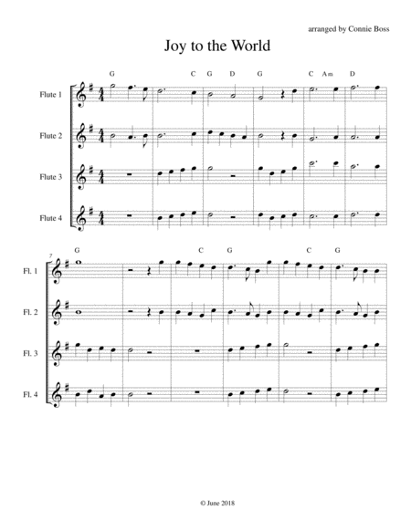 Joy To The World Flute Quartet Sheet Music