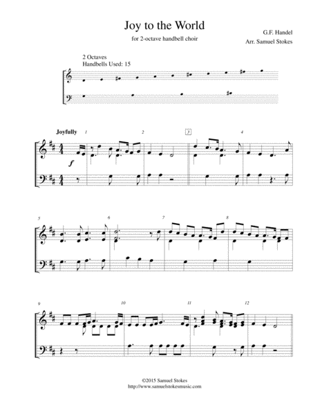 Free Sheet Music Joy To The World For 2 Octave Handbell Choir