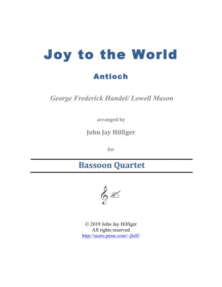 Free Sheet Music Joy To The World For Bassoon Quartet