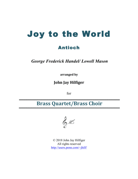 Joy To The World For Brass Quartet Brass Choir Sheet Music