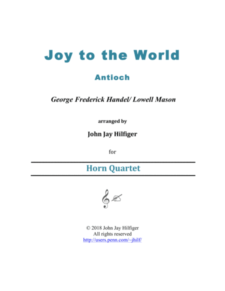 Free Sheet Music Joy To The World For Horn Quartet