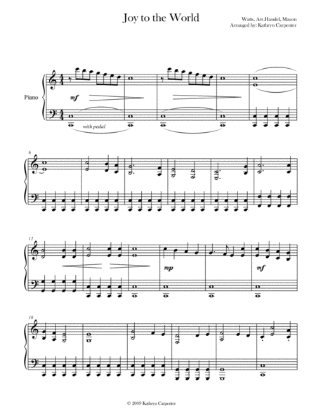 Joy To The World Piano Sheet Music