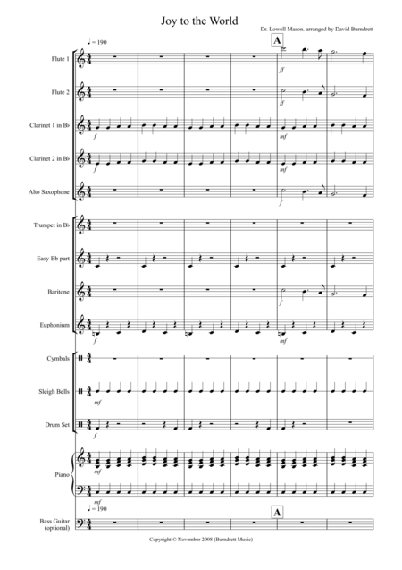 Joy To The World Rock Style For School Concert Band Page 1