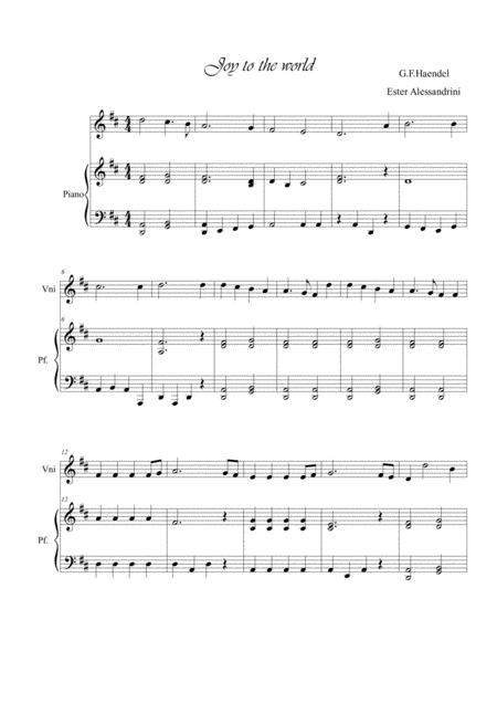 Joy To The World Violino E Piano Sheet Music