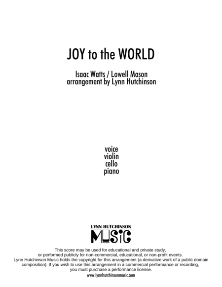 Free Sheet Music Joy To The World Voice Piano Trio