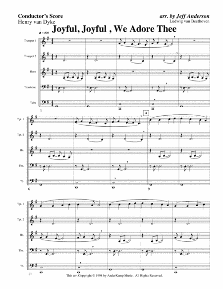 Joyful Joyful We Adore Thee For Brass Quintet Sheet Music