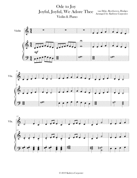 Free Sheet Music Joyful Joyful We Adore Thee Ode To Joy Piano Violin