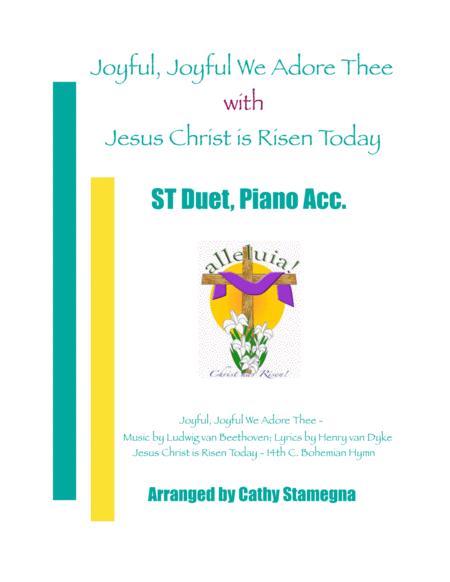 Free Sheet Music Joyful Joyful We Adore Thee With Jesus Christ Is Risen Today St Duet Piano