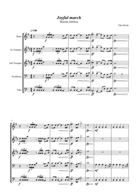 Joyful March For Brass Quintet Sheet Music