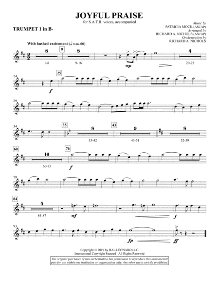 Free Sheet Music Joyful Praise Bb Trumpet 1