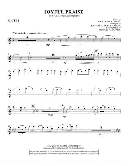 Free Sheet Music Joyful Praise Flute 1