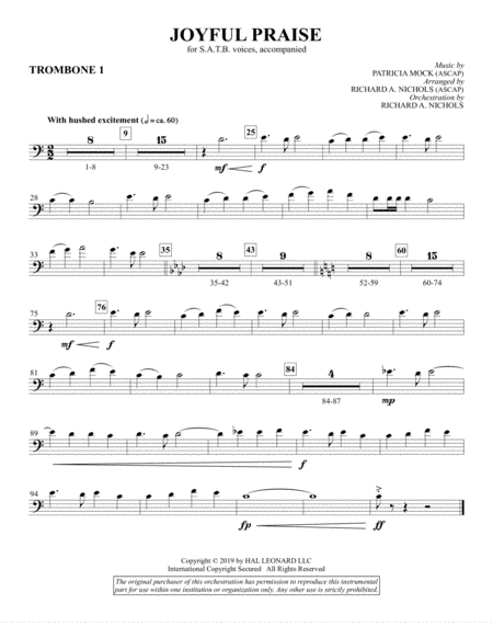 Joyful Praise Trombone 1 Sheet Music