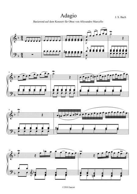 Js Bach Adagio Bwv 974 Sheet Music