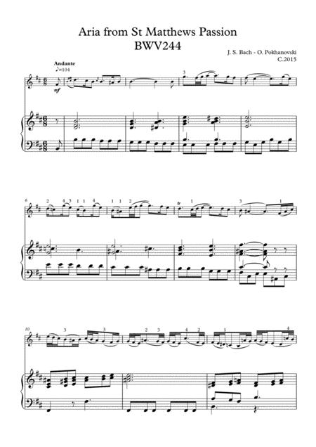 Js Bach Aria From St Matthews Passions For Violin And Piano Sheet Music
