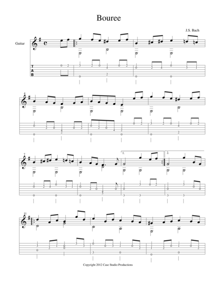 Js Bach Easy Fingerstyle Guitar Sheet Music