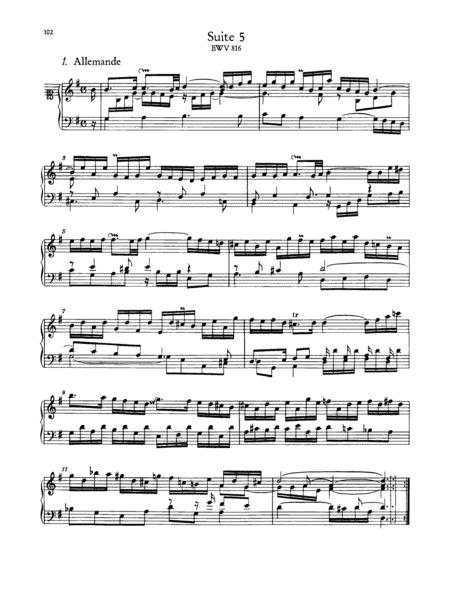 Free Sheet Music Js Bach French Suite No 5 In G Major Bwv 816 No 1 To No 6 Full Original Version