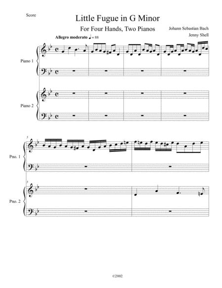 Js Bach Little Fugue In G Minor For Two Pianos Four Hands Advanced Version Sheet Music