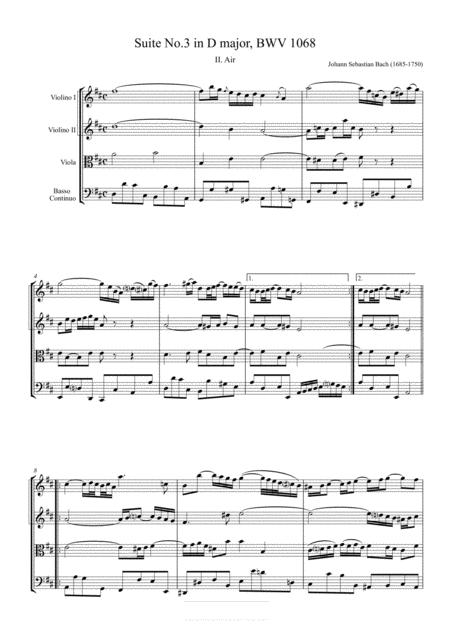 Js Bach Orchestral Suite No 3 In D Major Bwv 1068 2 Air Original Version Sheet Music