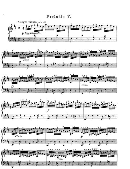 Js Bach Prelude And Fugue No 5 Well Tempered Clavier Original Version Sheet Music