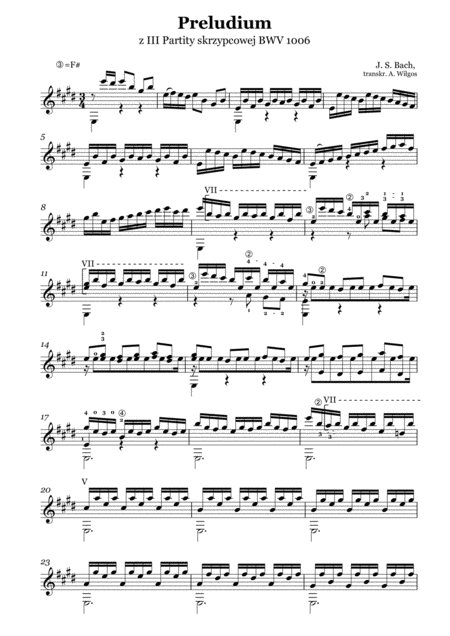 Free Sheet Music Js Bach Prelude Bwv 1006 Transcr For Guitar