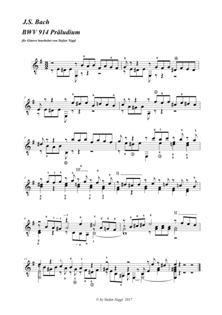 Free Sheet Music Js Bach Prludium Bwv 914 For Guitar Solo