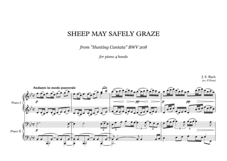 Free Sheet Music Js Bach Sheep May Safely Graze Piano 4 Hands