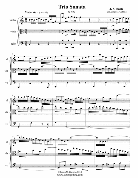 Js Bach Trio Sonatas 529 For String Trio Sheet Music