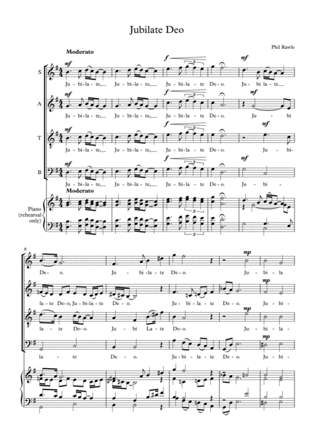 Free Sheet Music Jubilate Deo Satb A Cappella