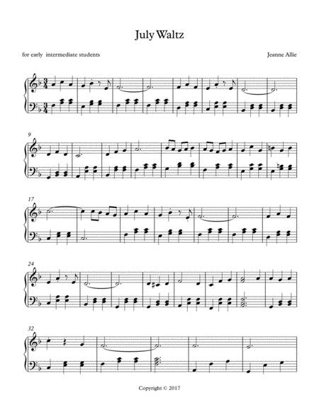 Free Sheet Music July Waltz