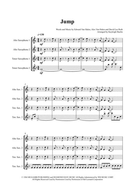 Jump By Van Halen Saxophone Quartet Aatt Sheet Music