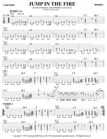 Jump In The Fire Guitar Tab Sheet Music