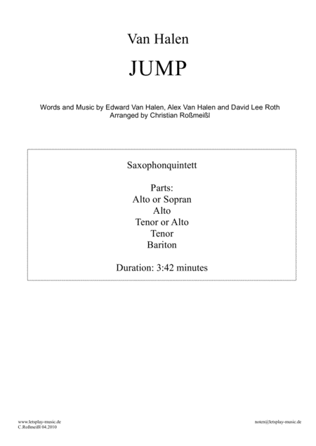 Jump Saxophonquintett Sheet Music