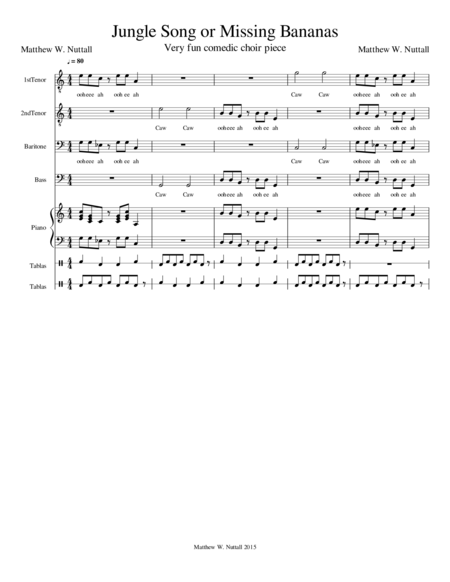 Free Sheet Music Jungle Song Or Missing Bananas