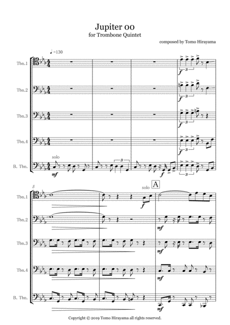 Jupiter 00 For Trombone Quintet Sheet Music