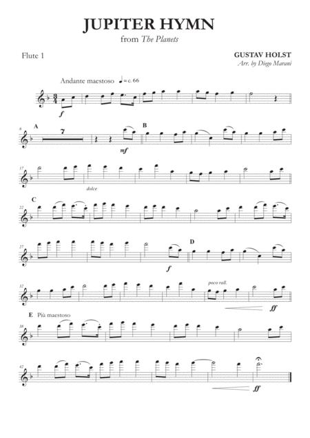 Jupiter Hymn From The Planets For Flute Quartet Sheet Music