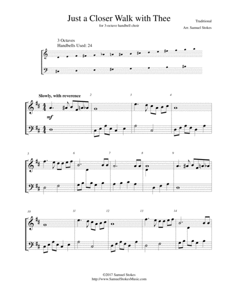 Just A Closer Walk With Thee For 3 Octave Handbell Choir Sheet Music