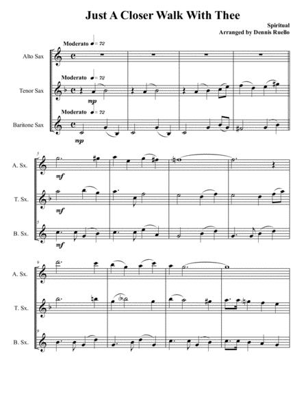 Free Sheet Music Just A Closer Walk With Thee Saxophone Trio Atb Jazz Funeral Style