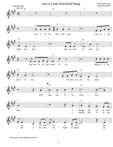 Just A Little Snowbird Song Sheet Music