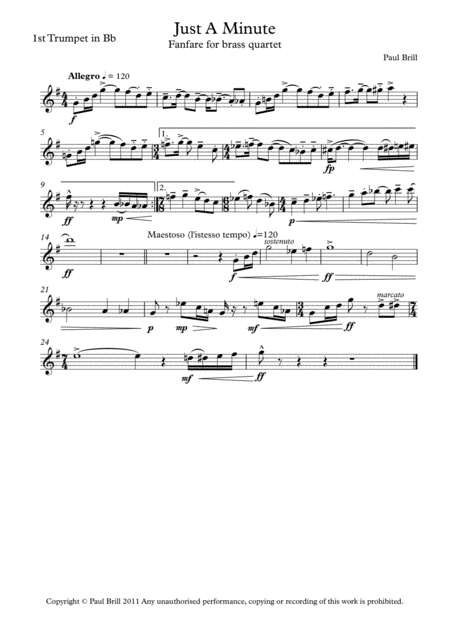 Just A Minute Fanfare 1st Trumpet Sheet Music