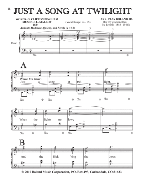 Free Sheet Music Just A Song At Twilight