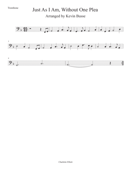 Just As I Am Without One Plea Trombone Sheet Music